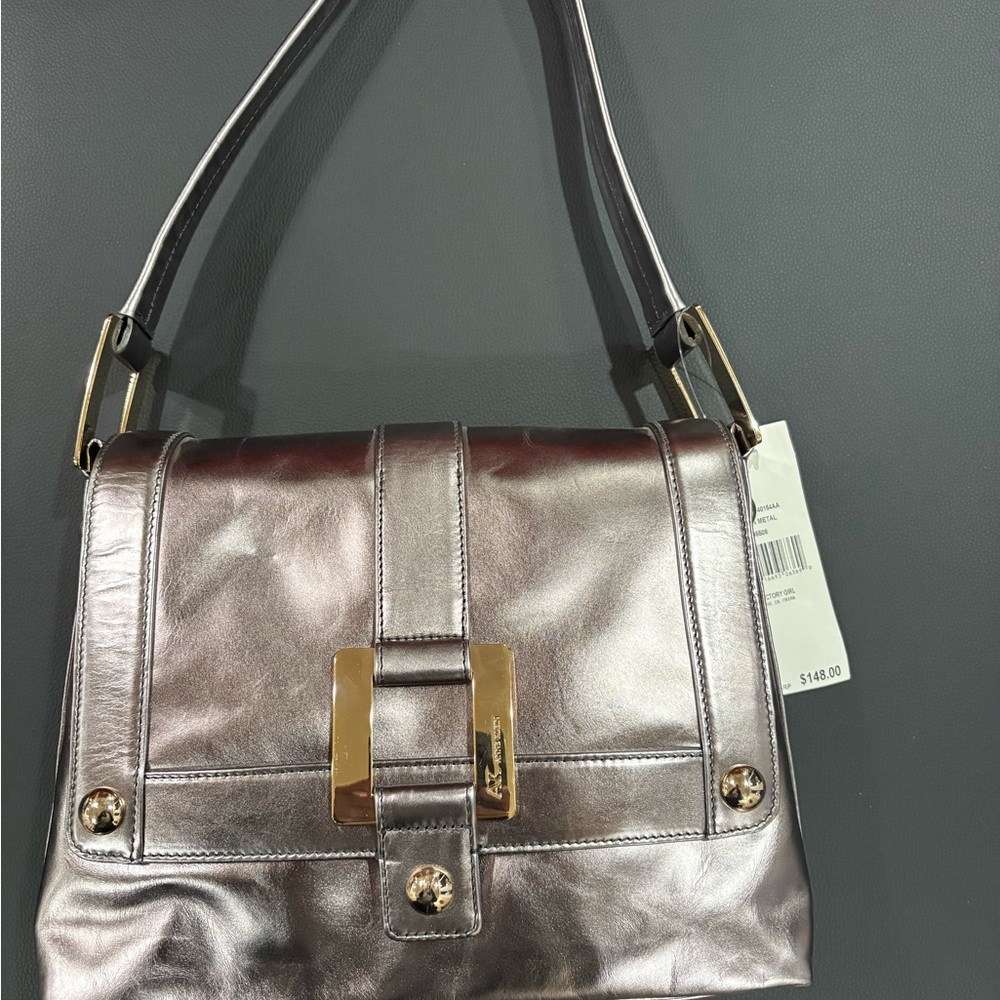 Vintage Anne Klein Silver Shoulder Bag Metallic Y2K Minimalist Purse